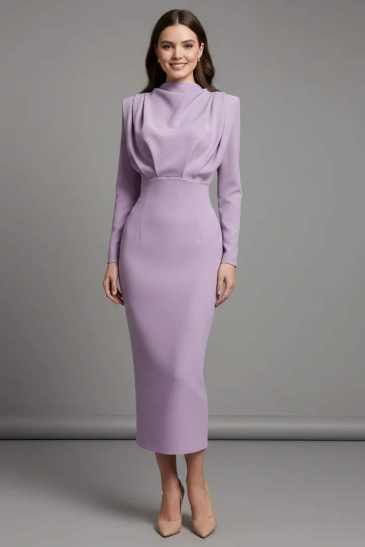 Serafina | Women's Mock Neck Long Sleeve Maxi Dress - Image 7