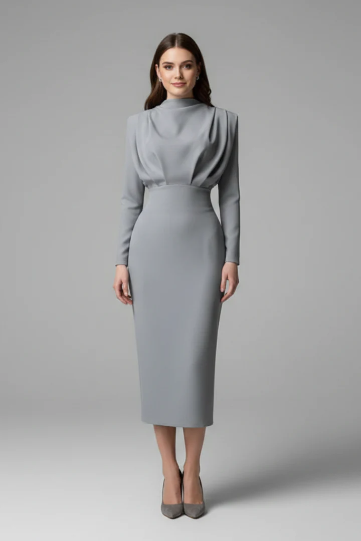 Serafina | Women's Mock Neck Long Sleeve Maxi Dress - Image 8