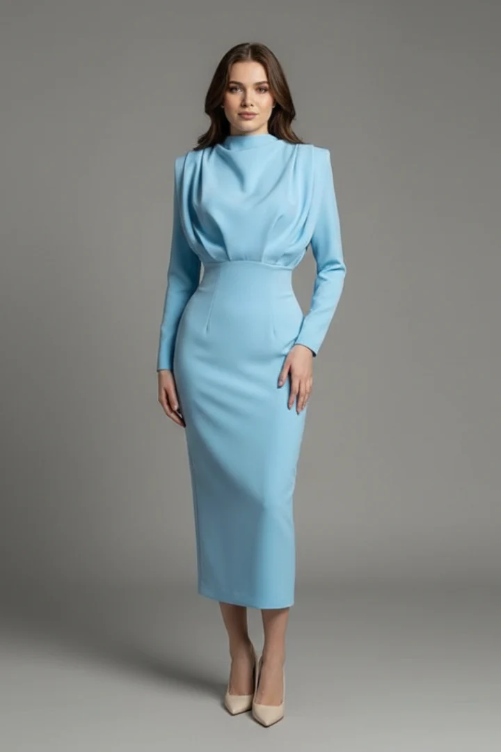 Serafina | Women's Mock Neck Long Sleeve Maxi Dress - Image 9