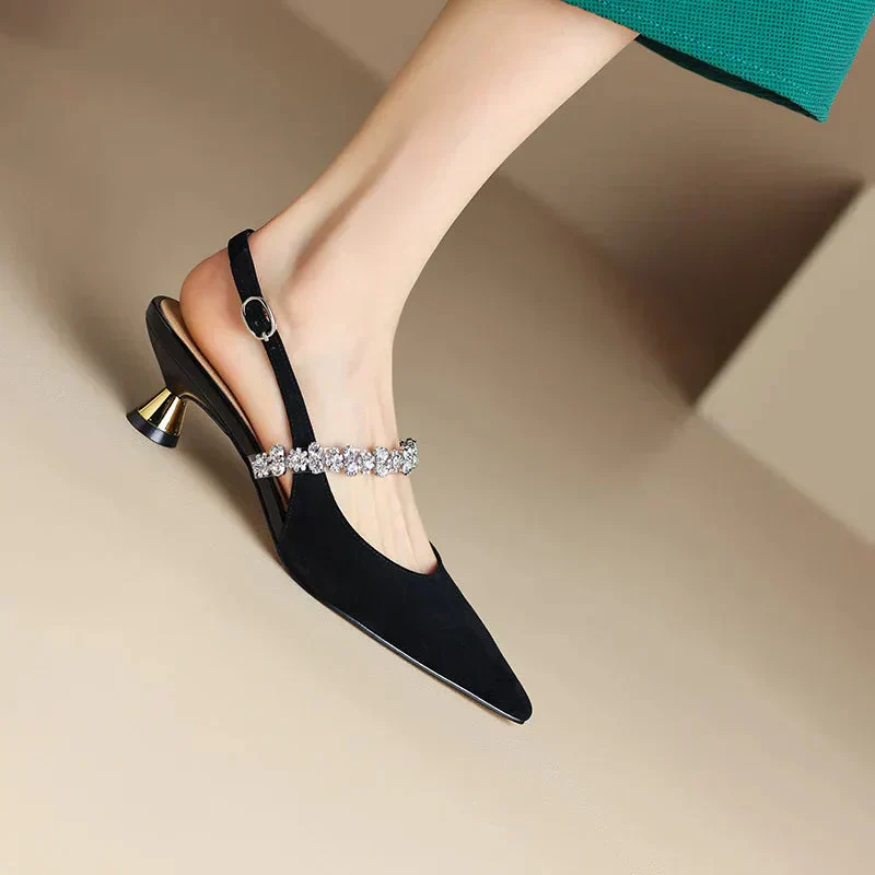 Seraphina | Women's Crystal Strap Slingback Heels Pointed Toe Pumps - Image 10