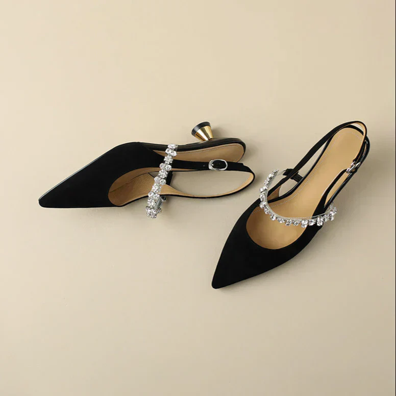 Seraphina | Women's Crystal Strap Slingback Heels Pointed Toe Pumps - Image 12