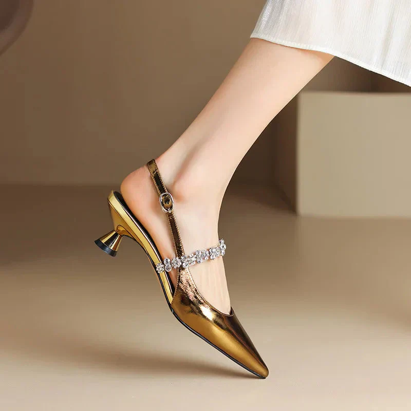 Seraphina | Women's Crystal Strap Slingback Heels Pointed Toe Pumps - Image 14