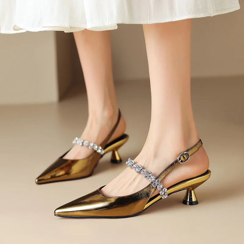 Seraphina | Women's Crystal Strap Slingback Heels Pointed Toe Pumps - Image 15