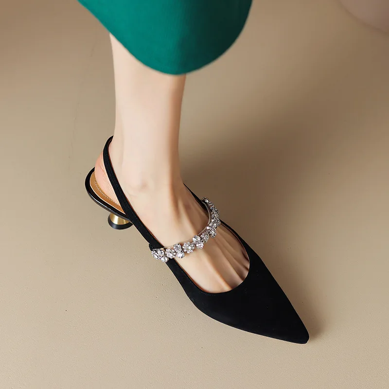 Seraphina | Women's Crystal Strap Slingback Heels Pointed Toe Pumps - Image 7