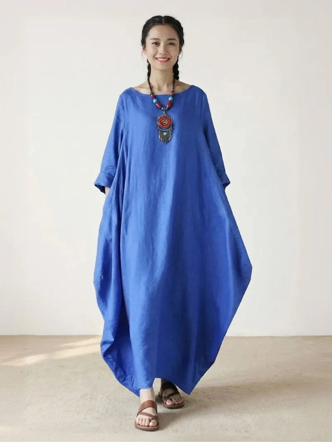 Serena | Women's Oversized Boho Maxi Dress with 3/4 Sleeves