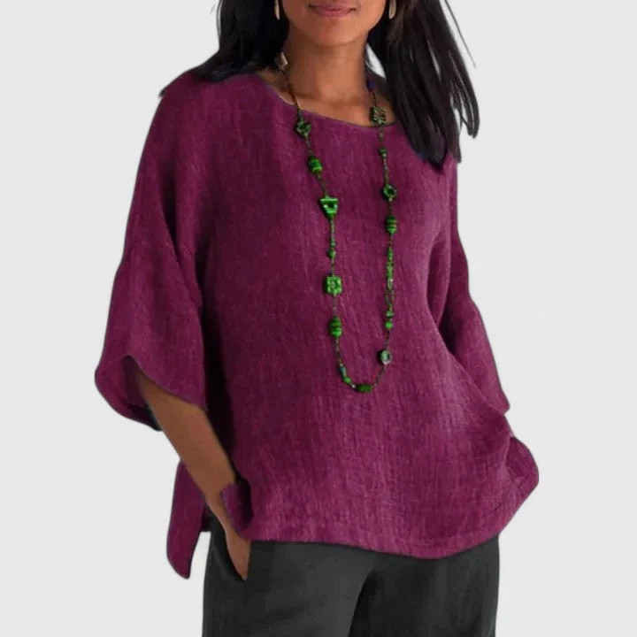 Serena | Women's Round Neck 3/4 Sleeve Blouse - Image 3