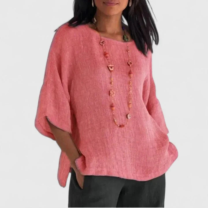 Serena | Women's Round Neck 3/4 Sleeve Blouse - Image 4