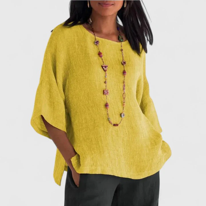 Serena | Women's Round Neck 3/4 Sleeve Blouse - Image 5