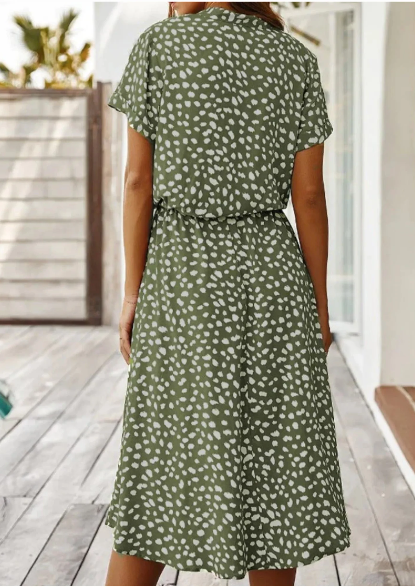 Sienna | Women's Spotted Print Button-Down Midi Dress - Image 12