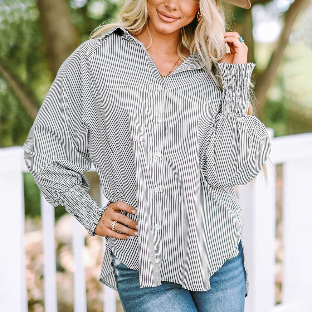 Skye | Women's Striped Oversized Button-Down Shirt Long Sleeve - Image 2