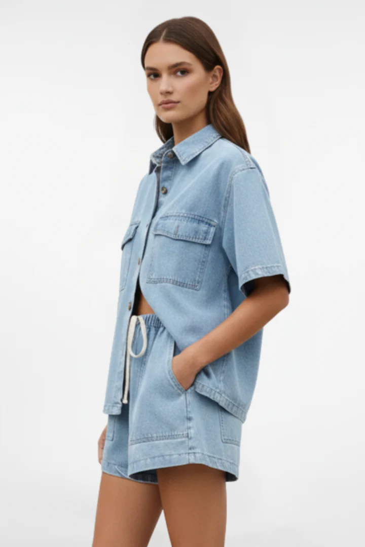 Solara | Women's Short Sleeve Collared Set - Image 3