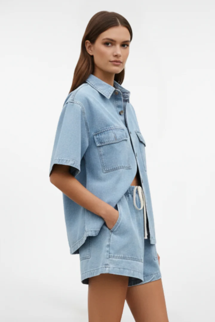 Solara | Women's Short Sleeve Collared Set - Image 4