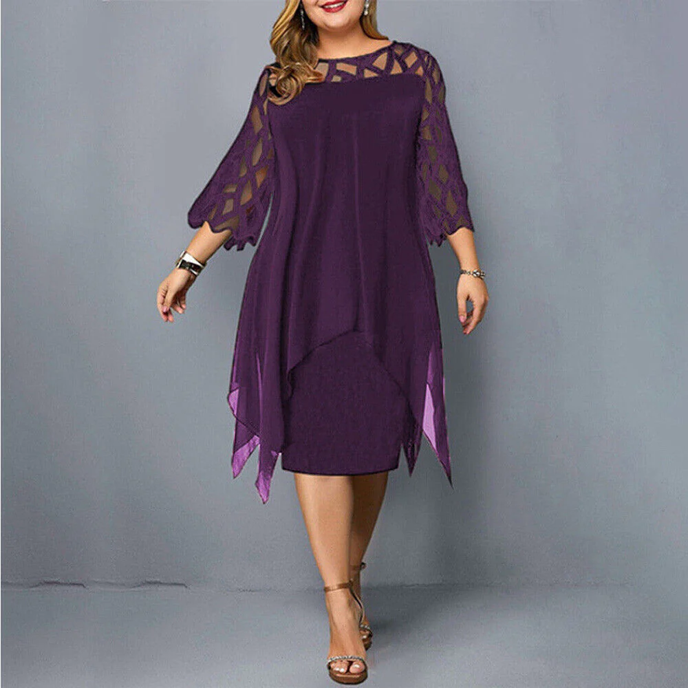 Stella | Women's Plus Size Flowy Draped Midi Dress - Image 11
