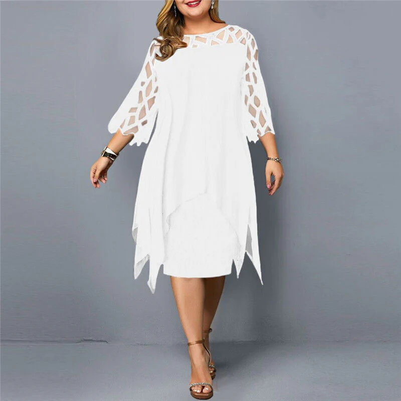 Stella | Women's Plus Size Flowy Draped Midi Dress - Image 7