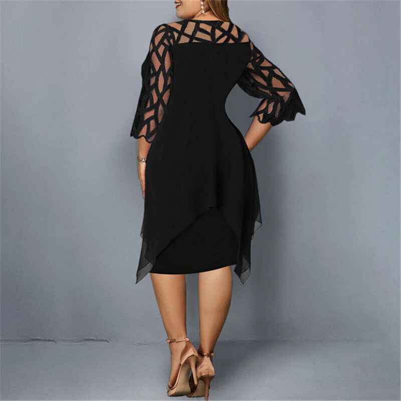 Stella | Women's Plus Size Flowy Draped Midi Dress - Image 8