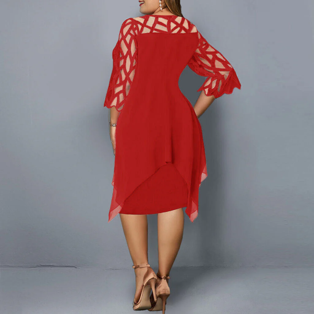 Stella | Women's Plus Size Flowy Draped Midi Dress - Image 9
