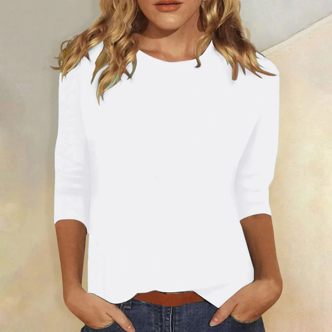 Stella | Women's Crew Neck 3/4 Sleeve Casual Everyday Top - Image 2