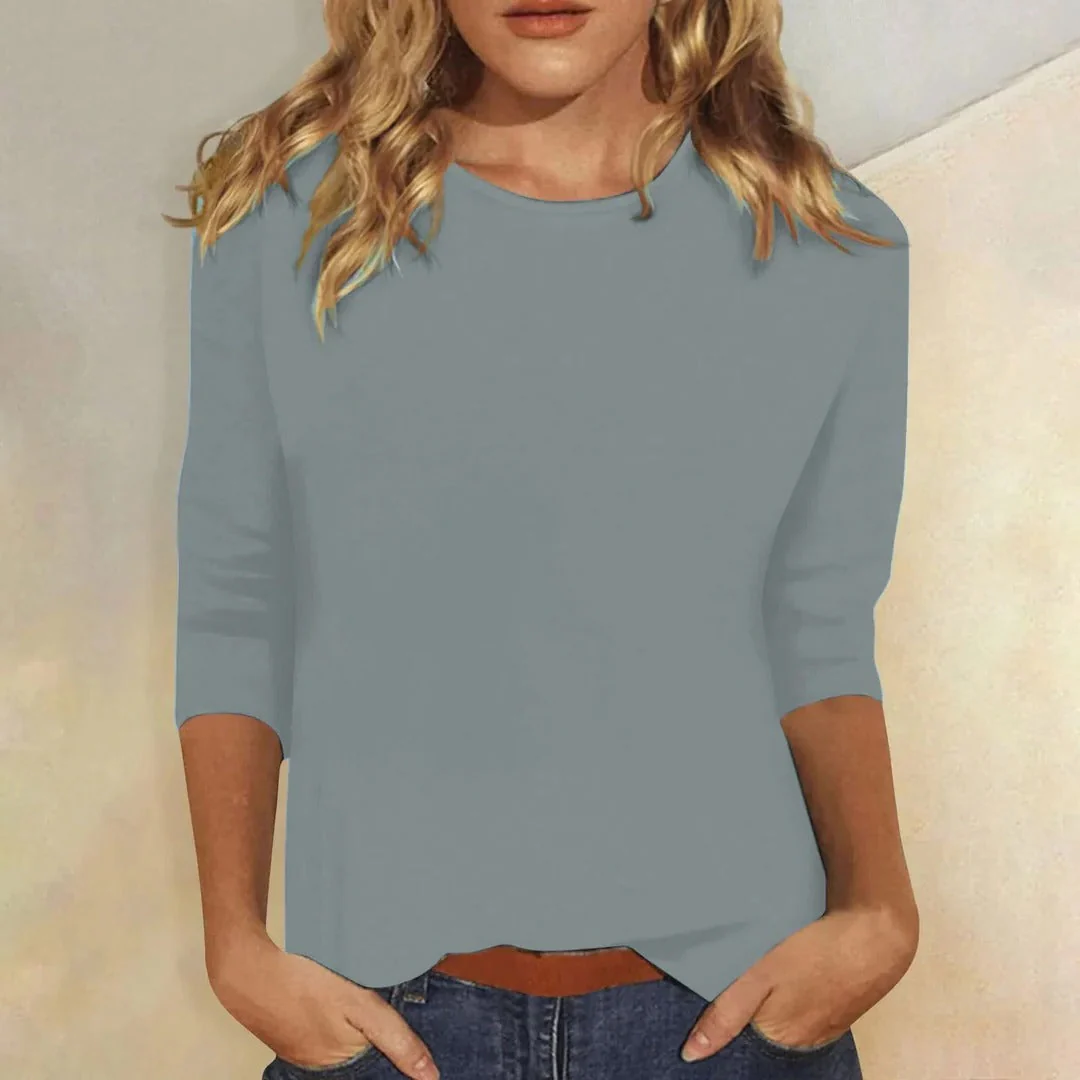 Stella | Women's Crew Neck 3/4 Sleeve Casual Everyday Top - Image 4