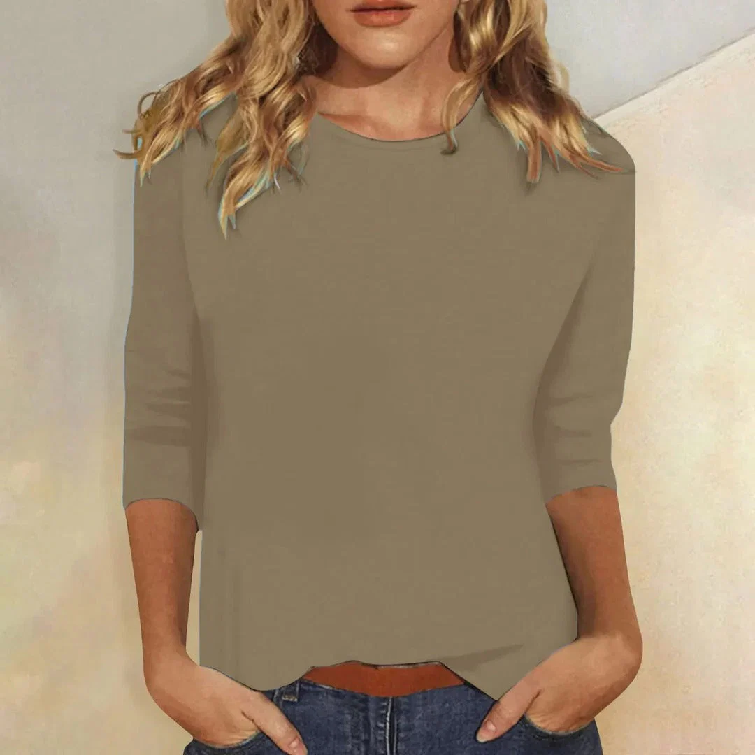 Stella | Women's Crew Neck 3/4 Sleeve Casual Everyday Top - Image 7