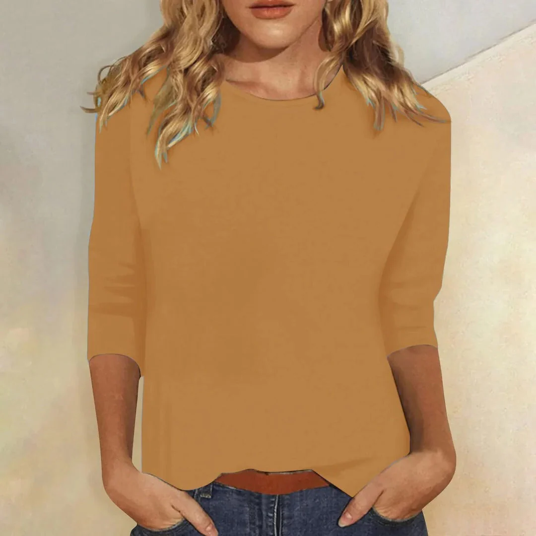 Stella | Women's Crew Neck 3/4 Sleeve Casual Everyday Top - Image 9