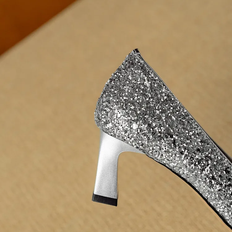 Stella | Women's Glitter Block Heel Pumps Pointed Toe Crystal Buckle - Image 17
