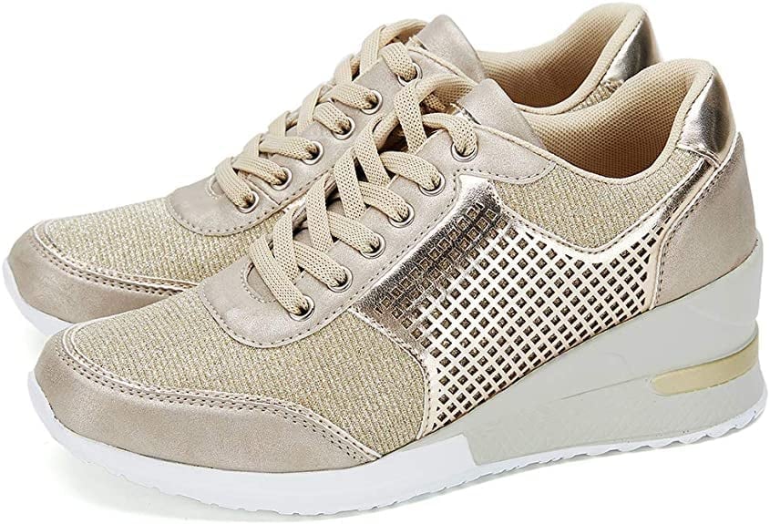 Stella | Women's Hidden Wedge Sneakers Lace Up Glitter Platform - Image 6