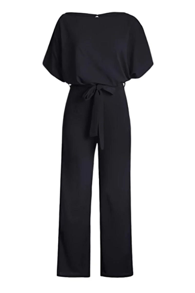 Stella | Women's Wide-Leg Belted Jumpsuit with Batwing Sleeves - Image 10