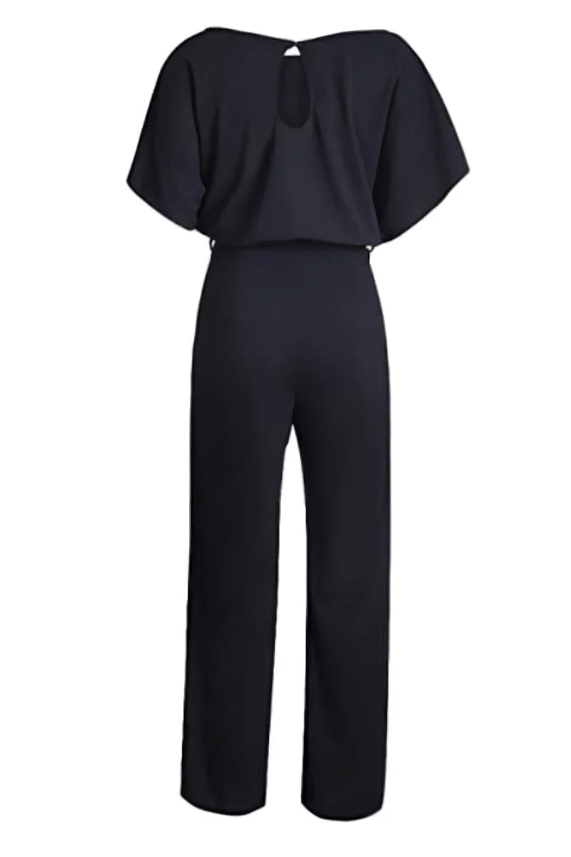 Stella | Women's Wide-Leg Belted Jumpsuit with Batwing Sleeves - Image 11