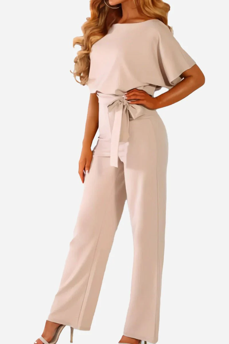 Stella | Women's Wide-Leg Belted Jumpsuit with Batwing Sleeves - Image 2