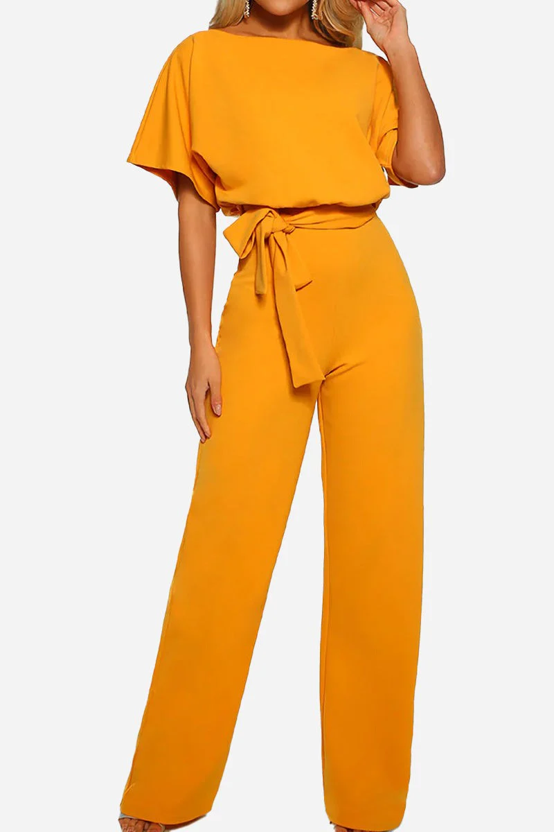 Stella | Women's Wide-Leg Belted Jumpsuit with Batwing Sleeves - Image 3