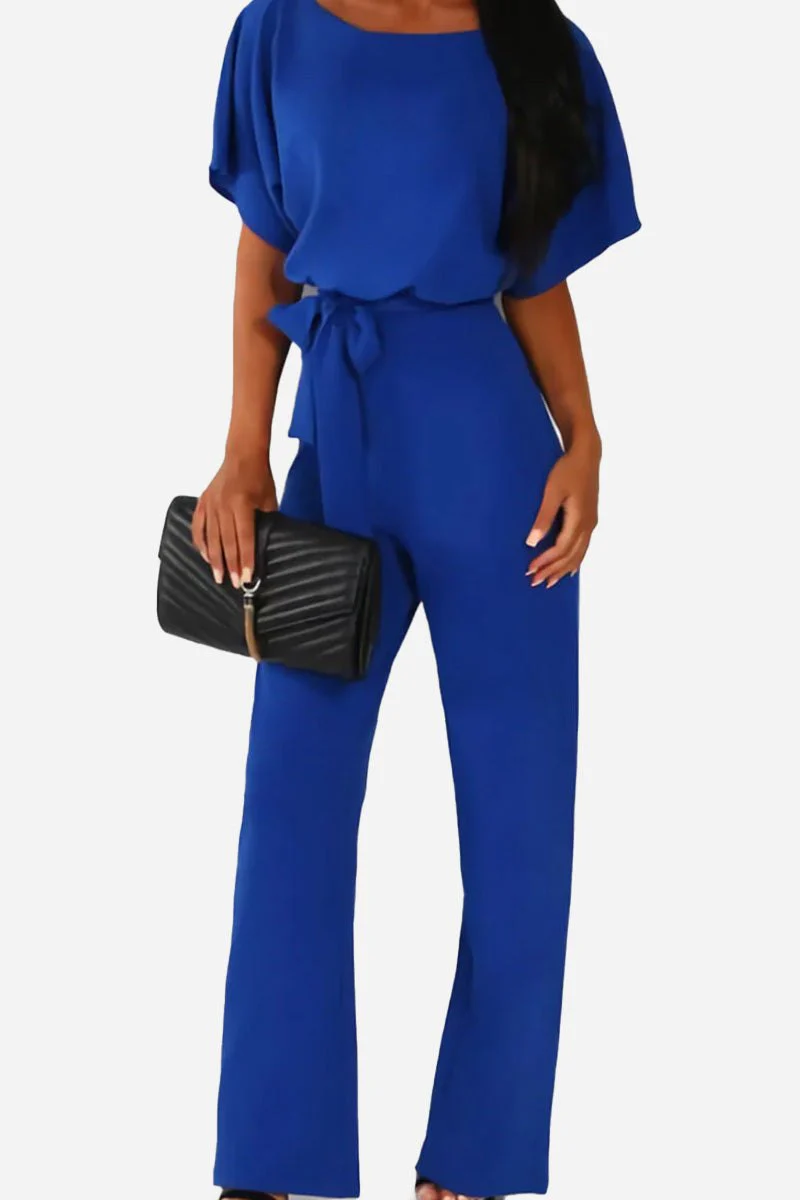 Stella | Women's Wide-Leg Belted Jumpsuit with Batwing Sleeves - Image 4