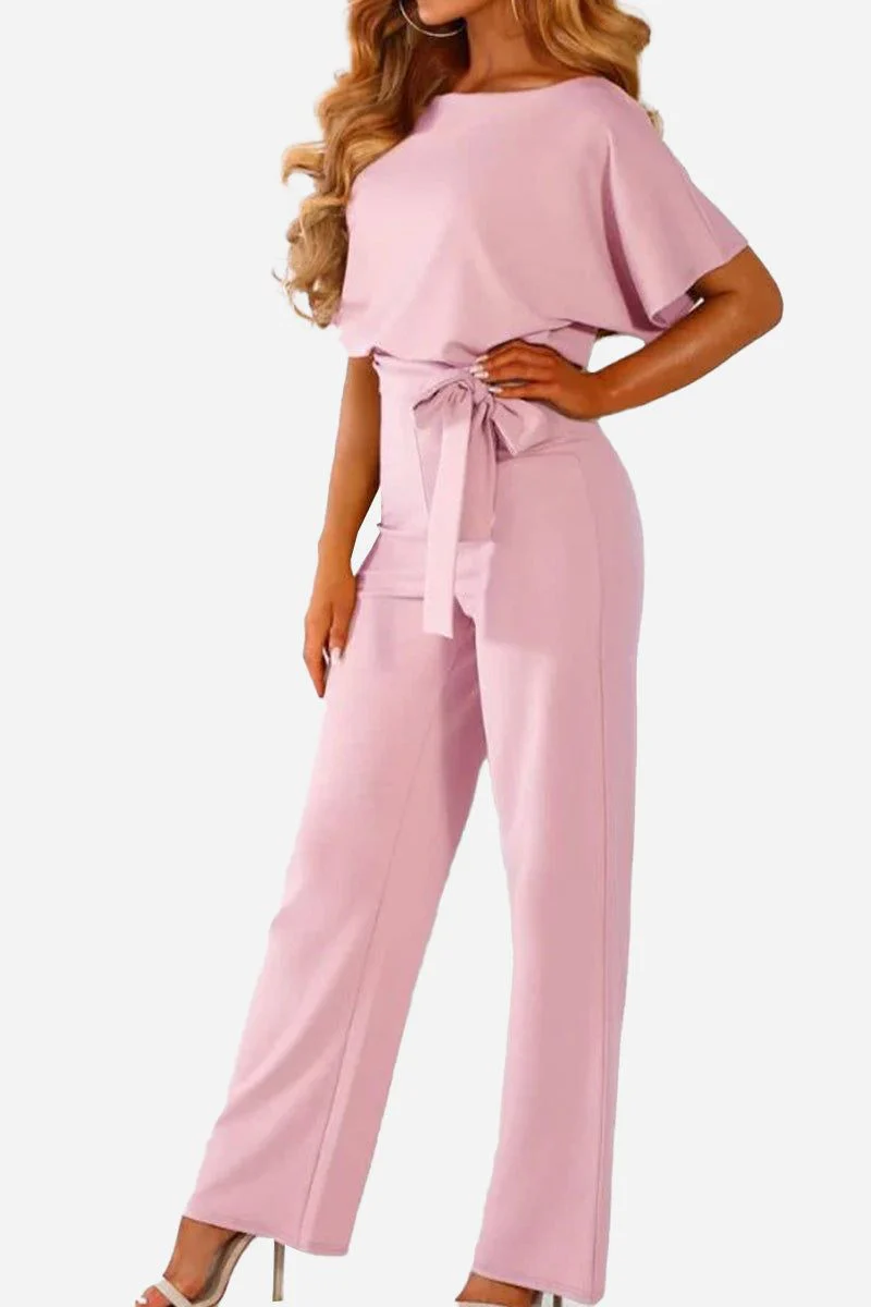 Stella | Women's Wide-Leg Belted Jumpsuit with Batwing Sleeves - Image 7