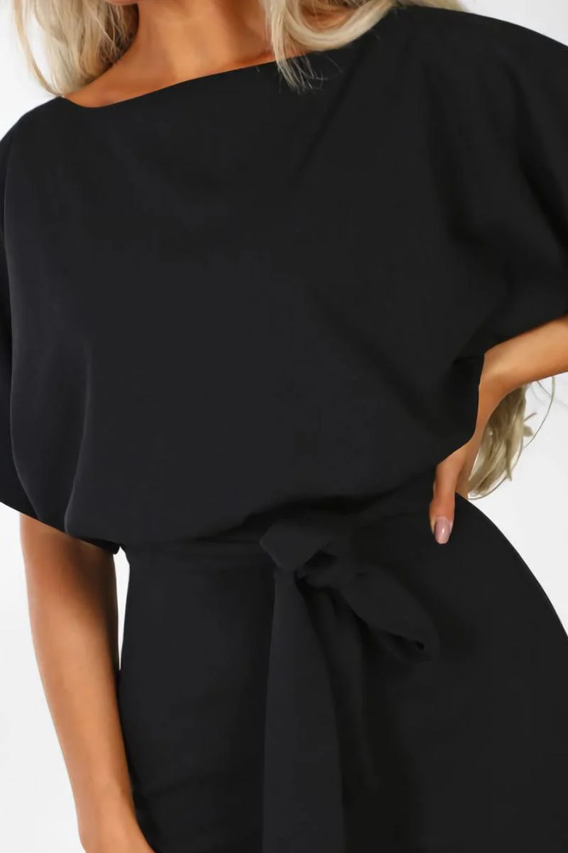 Stella | Women's Wide-Leg Belted Jumpsuit with Batwing Sleeves - Image 9