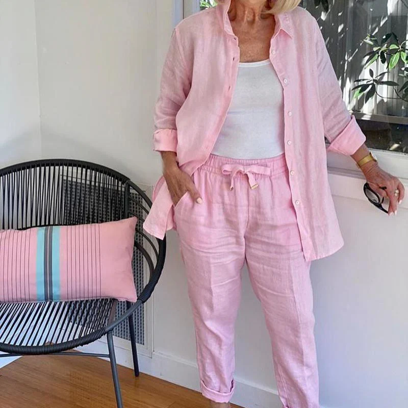 Terra | Women's Two Piece Set Shirt Jacket Drawstring Pants