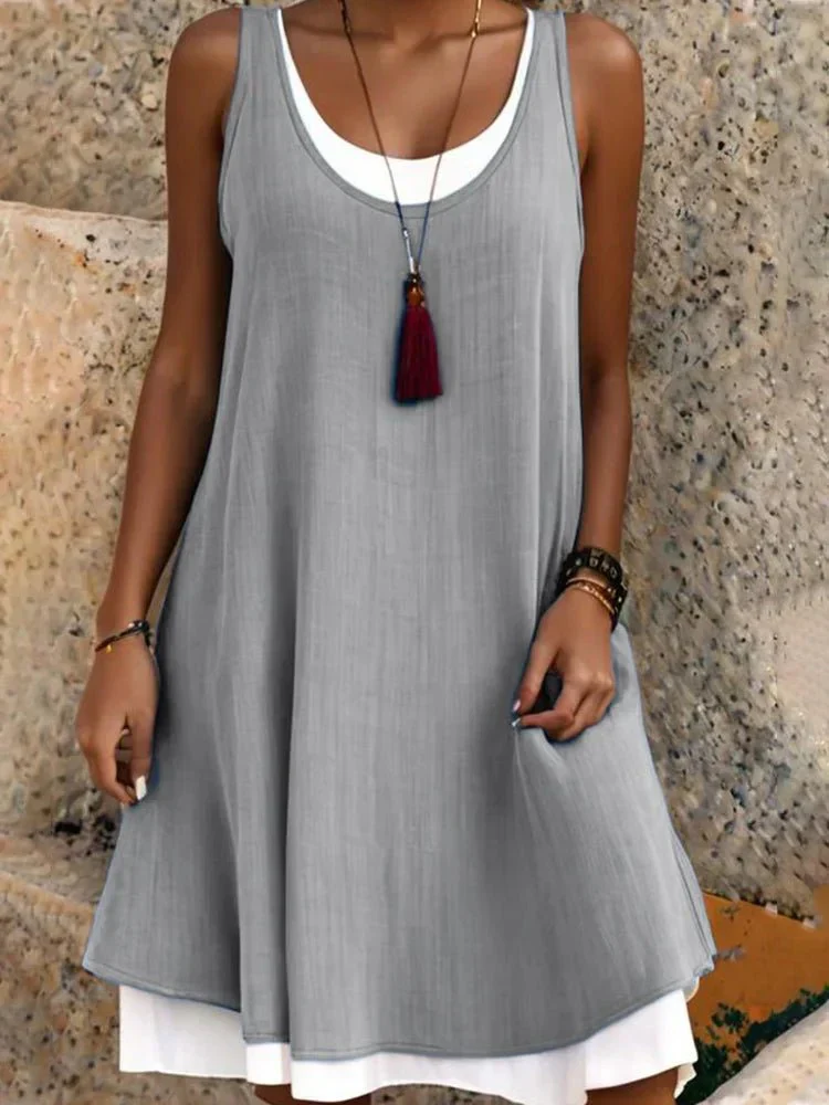 Tessa | Women's Sleeveless Scoop Neck Layered Mini Dress - Image 3