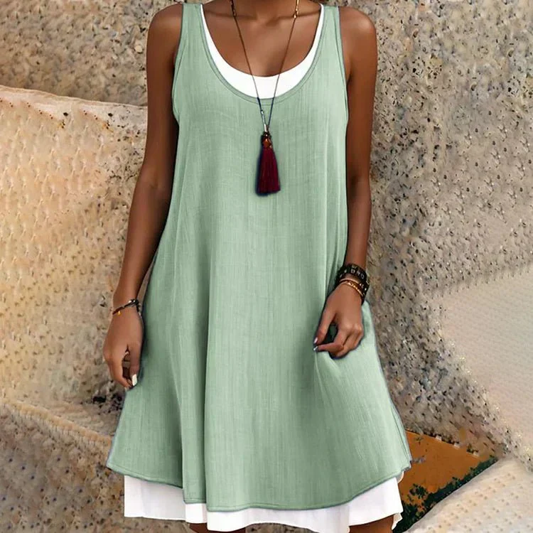 Tessa | Women's Sleeveless Scoop Neck Layered Mini Dress - Image 4