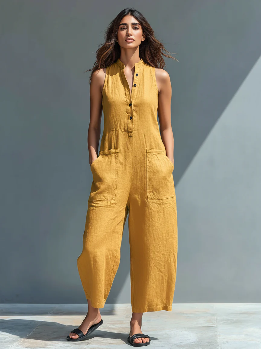 Thalia | Women's Sleeveless Mandarin Collar Jumpsuit - Image 6