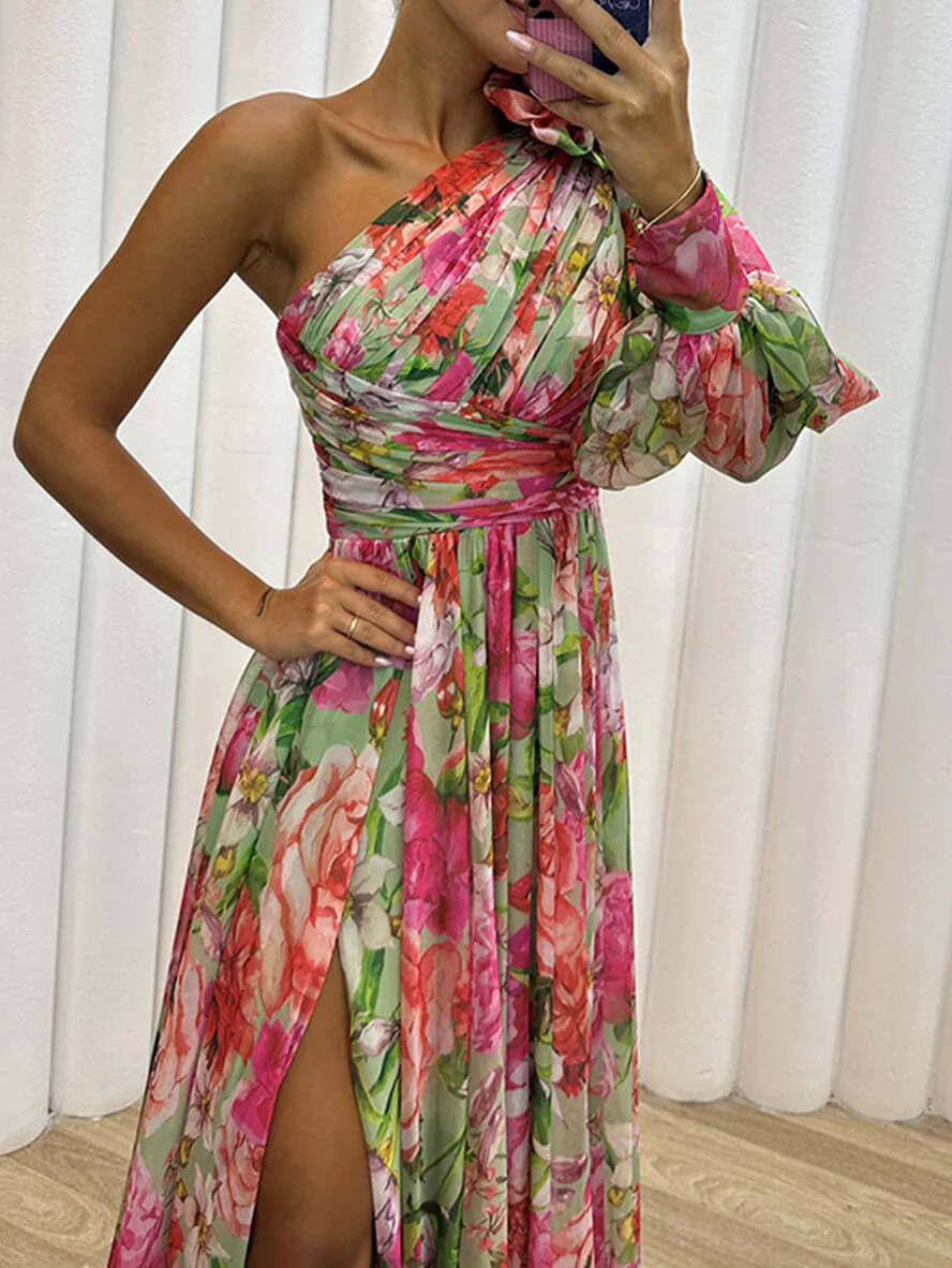 Theodora | Women's One Shoulder Floral Maxi Dress - Image 3
