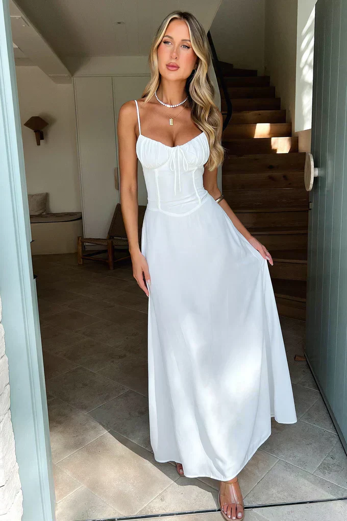 Valentina | Women's Wedding Guest Spaghetti Strap Wrap Maxi Dress Evening - Image 7