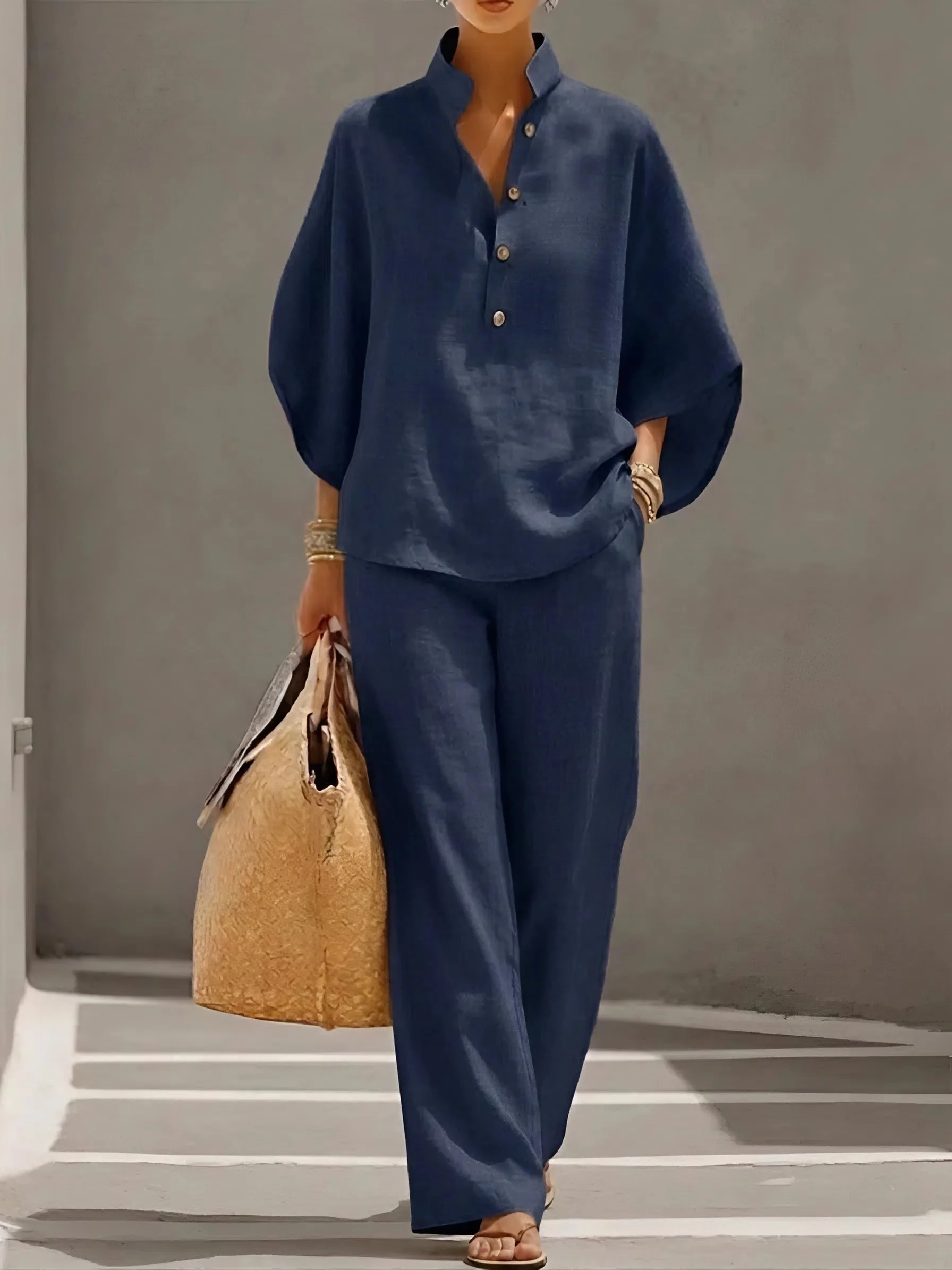 Valentina | Women's Button Up Wide Leg Set - Image 5
