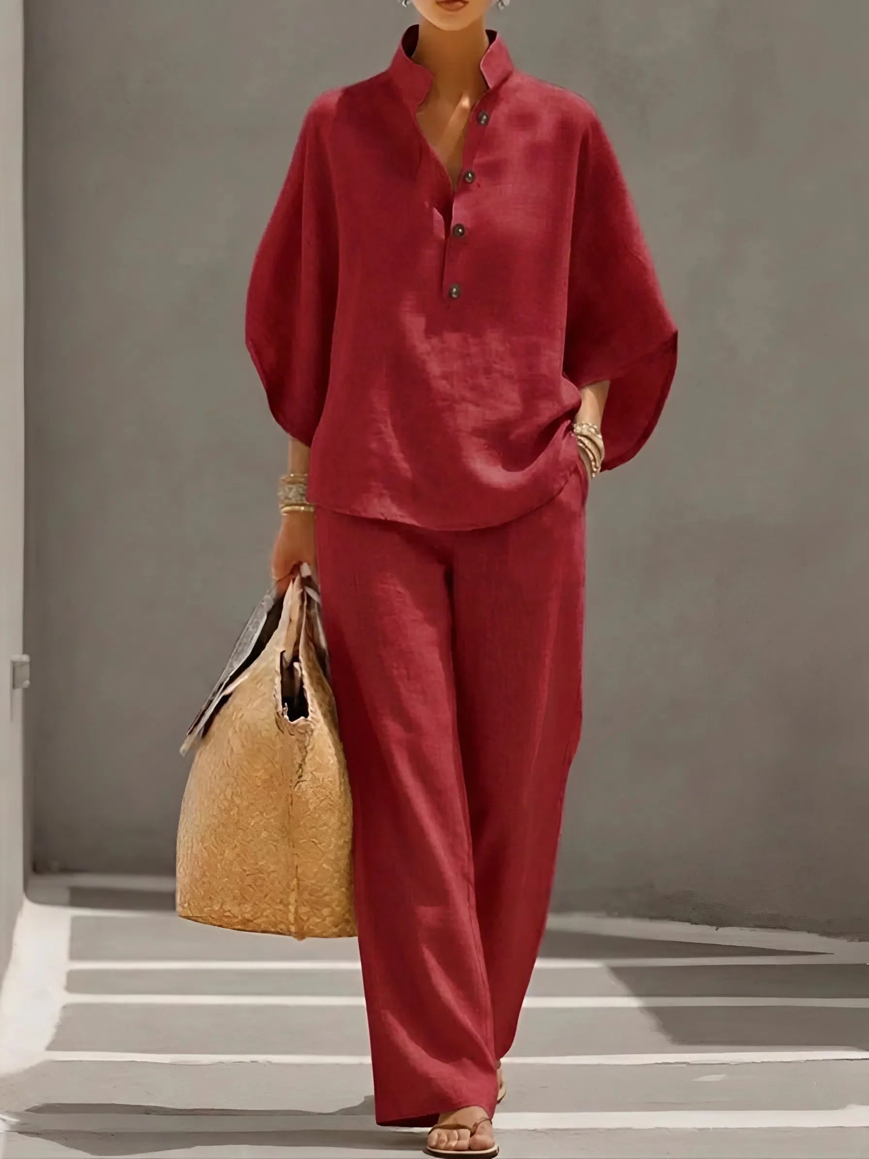 Valentina | Women's Button Up Wide Leg Set - Image 6