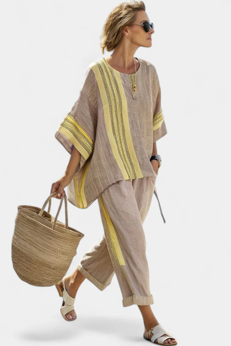 Via | Women's Two-Piece Set Oversized Top & Tapered Pants - Image 3