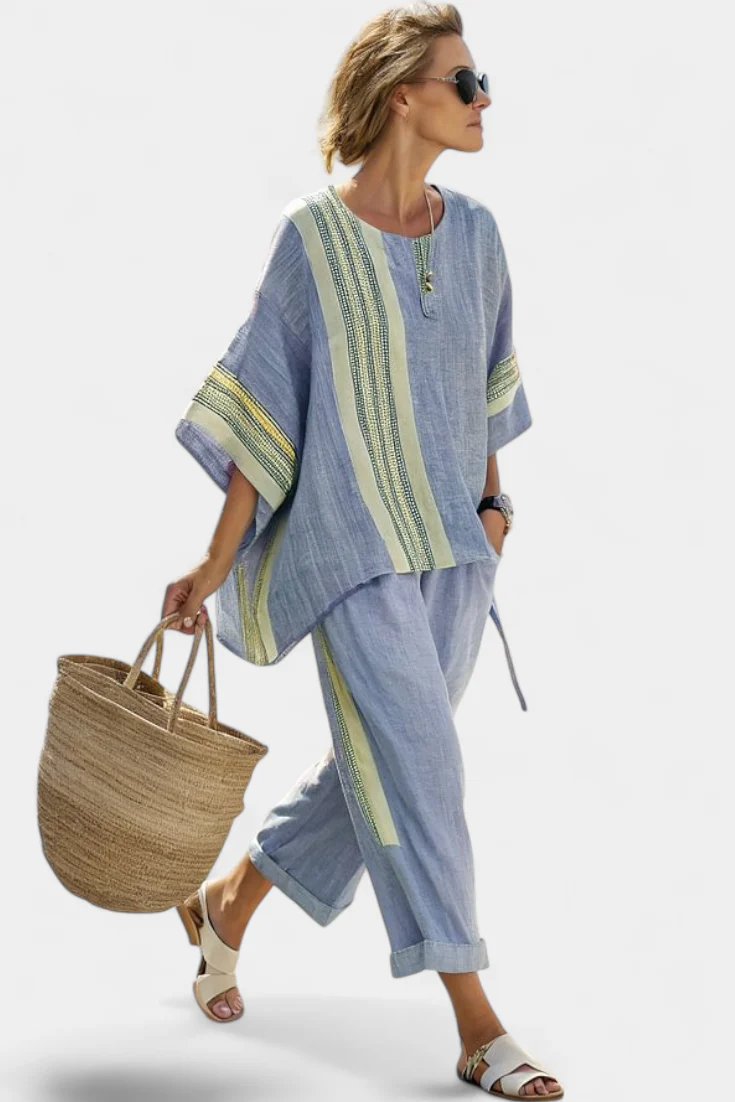 Via | Women's Two-Piece Set Oversized Top & Tapered Pants - Image 5