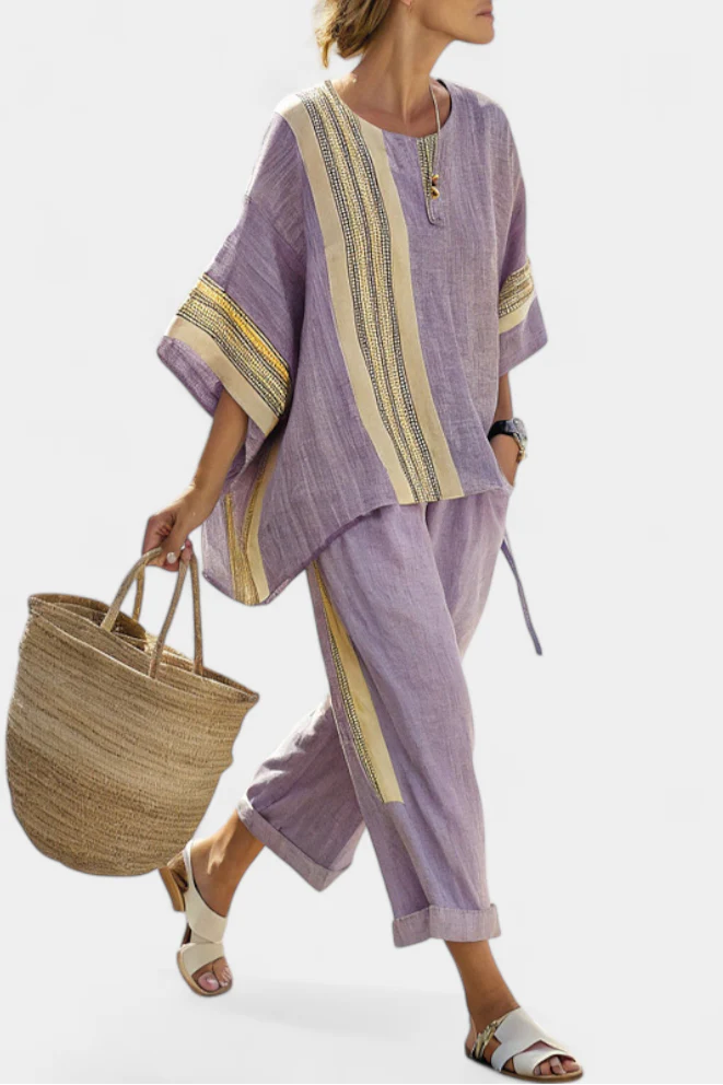 Via | Women's Two-Piece Set Oversized Top & Tapered Pants - Image 6
