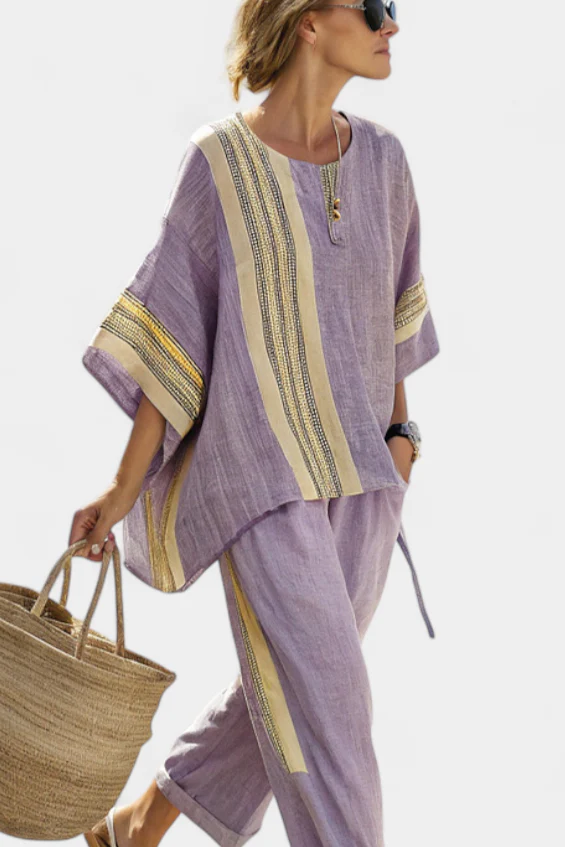 Via | Women's Two-Piece Set Oversized Top & Tapered Pants - Image 7