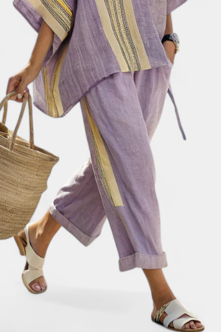 Via | Women's Two-Piece Set Oversized Top & Tapered Pants - Image 8