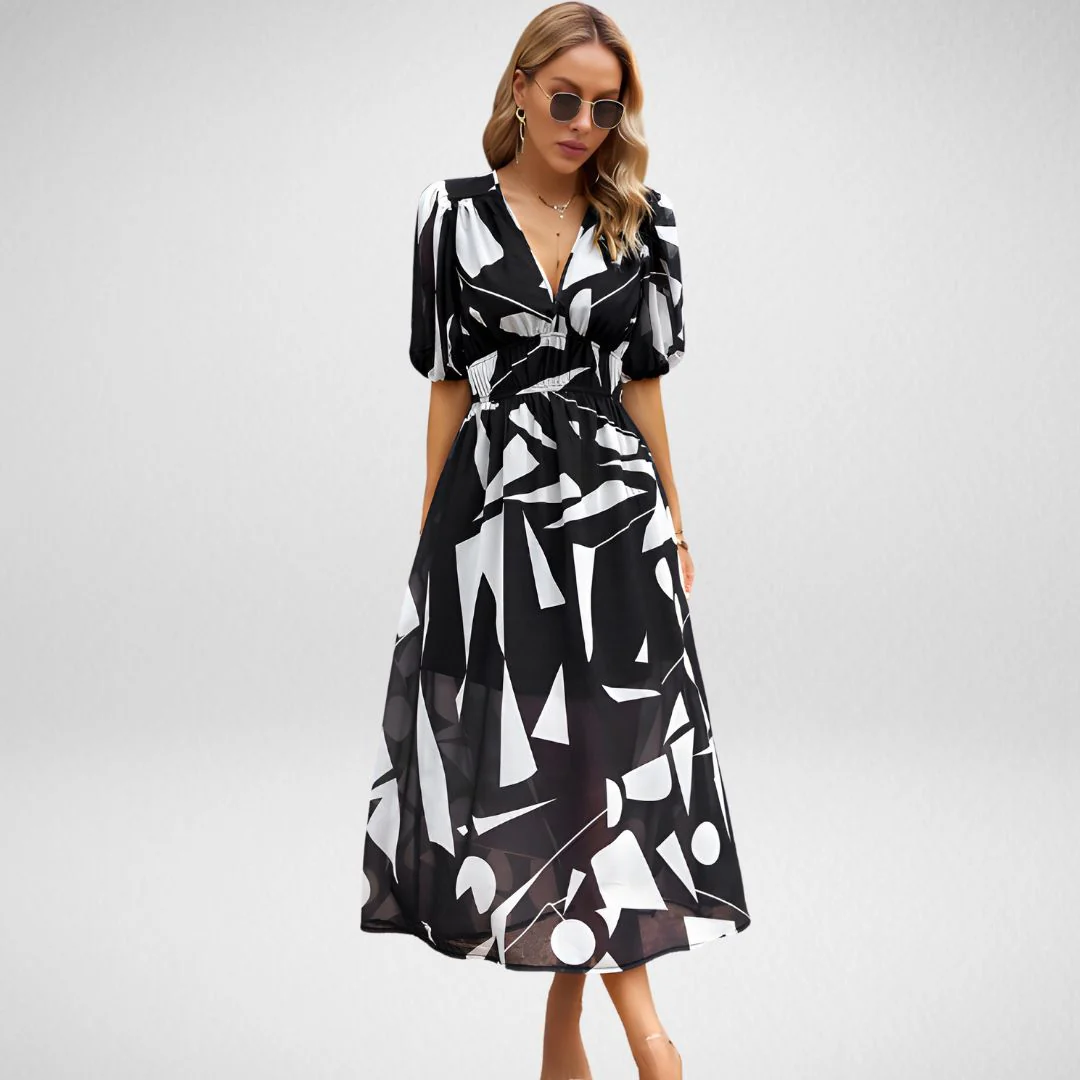 Violet | Women's V Neck Flowy Elegant Dress - Image 2
