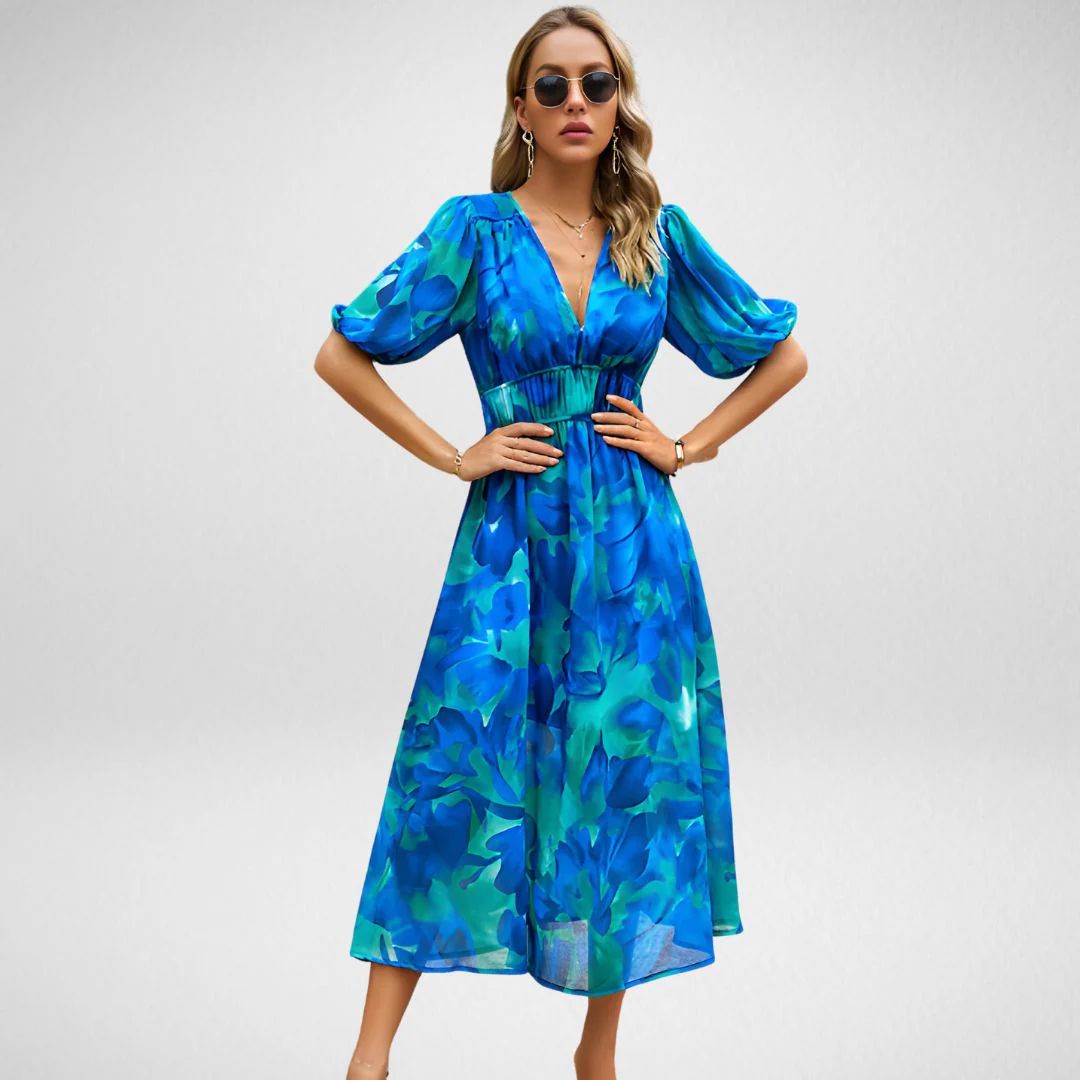Violet | Women's V Neck Flowy Elegant Dress - Image 3