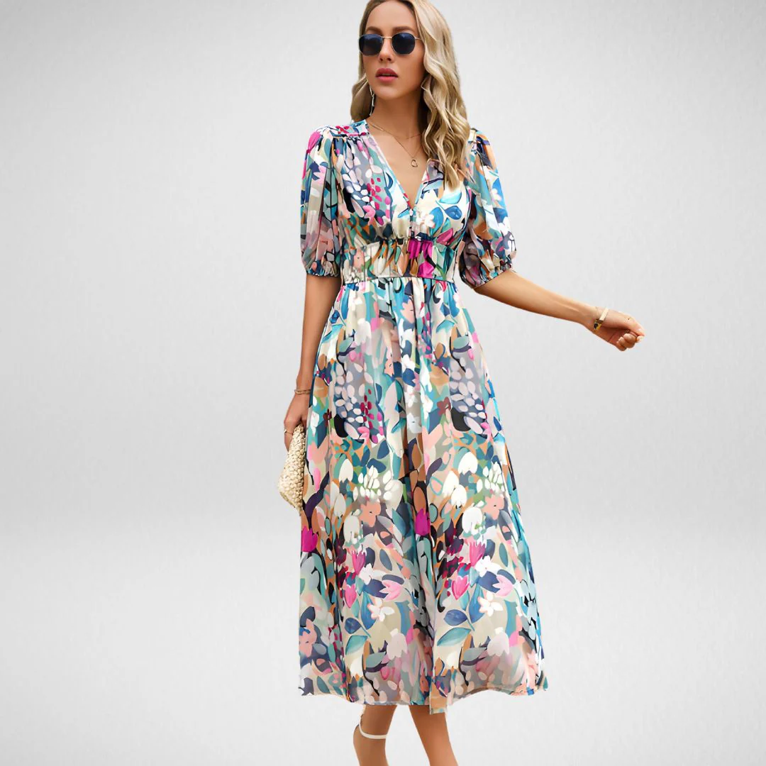 Violet | Women's V Neck Flowy Elegant Dress - Image 5