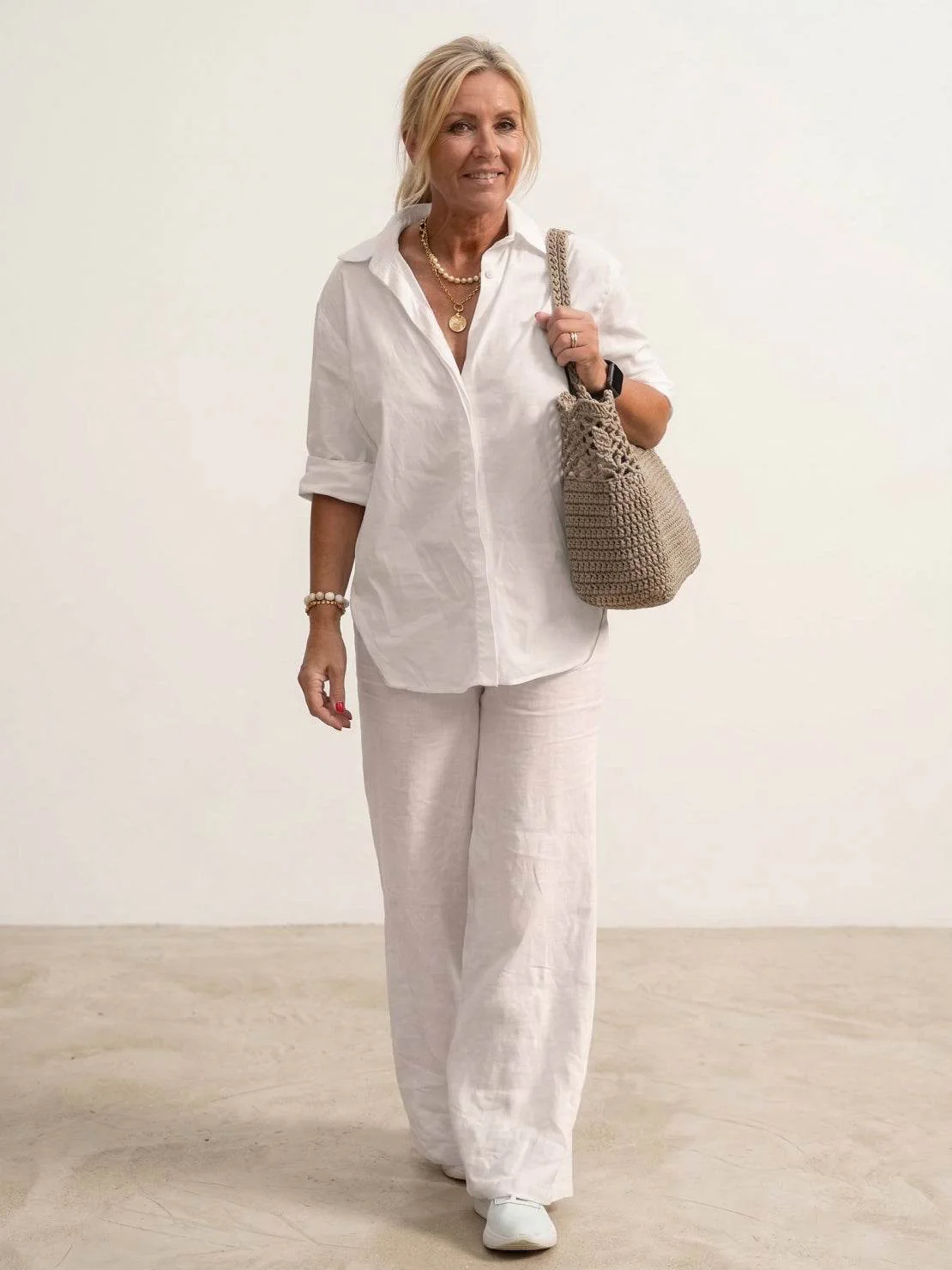 Vivian | Women's Casual Button-Down Shirt and Wide-Leg Pants Set - Image 2